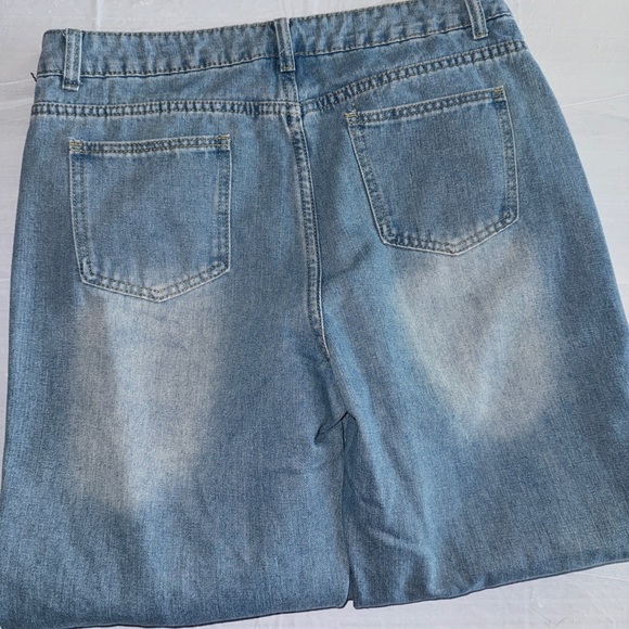 Blue Flare Wide Leg Jeans with Vintage Wash - Picture 3 of 3